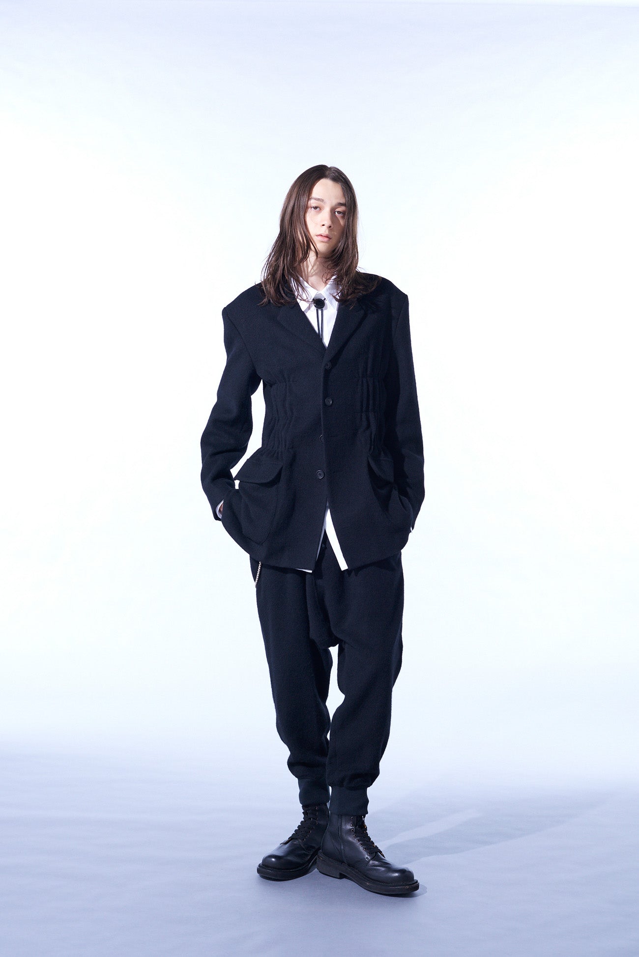 ECO WOOL BEAVER JACKET WITH GATHERED SHIRRING