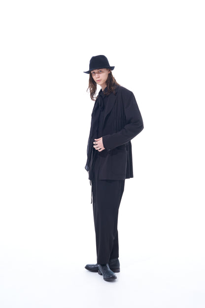 PE/RAYON GABARDINE STRETCH JACKET WITH GATHERED SHIRRING