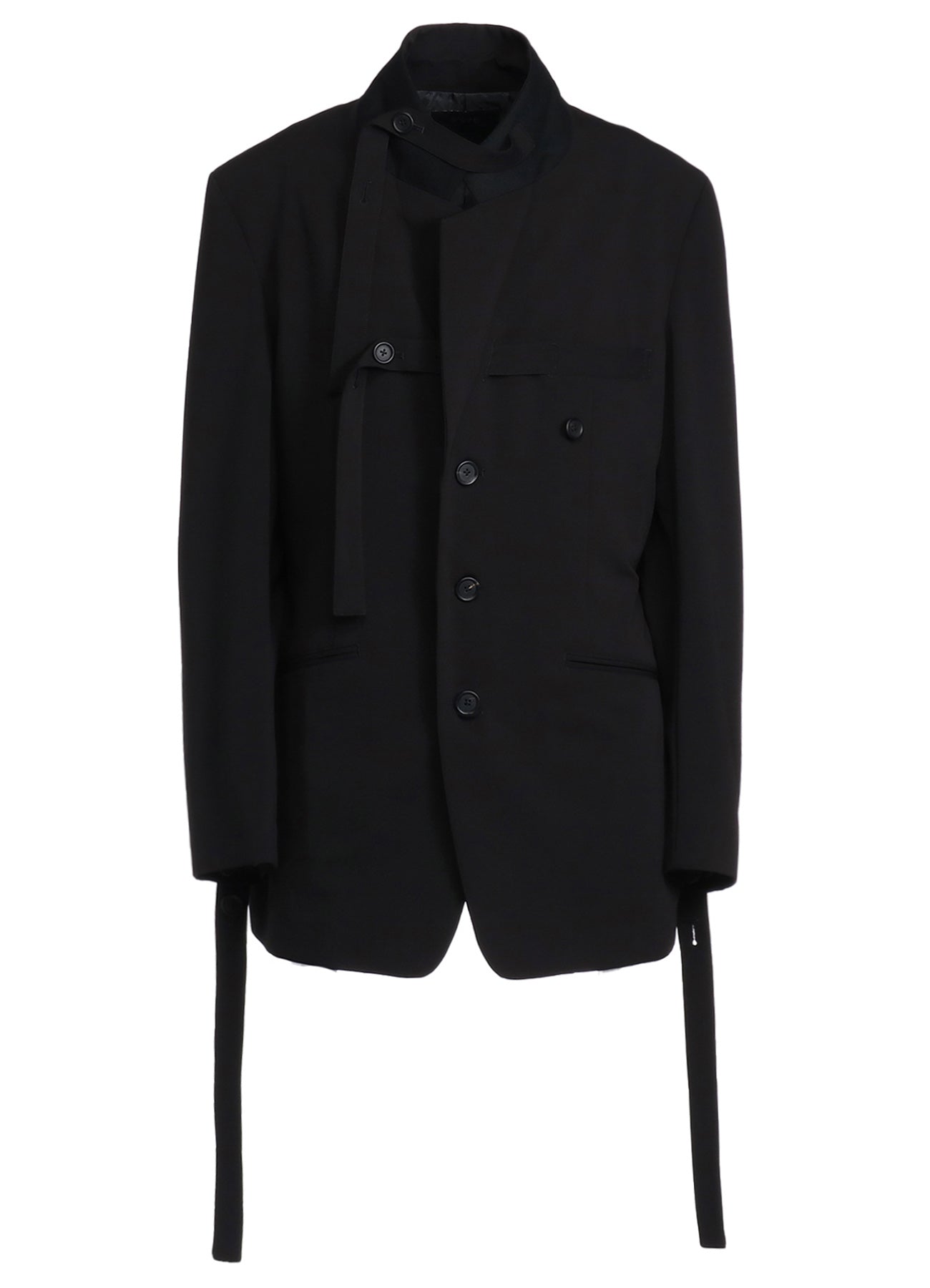 PE/RAYON GABARDINE STRETCH BELTED NOTCH LAPEL JACKET