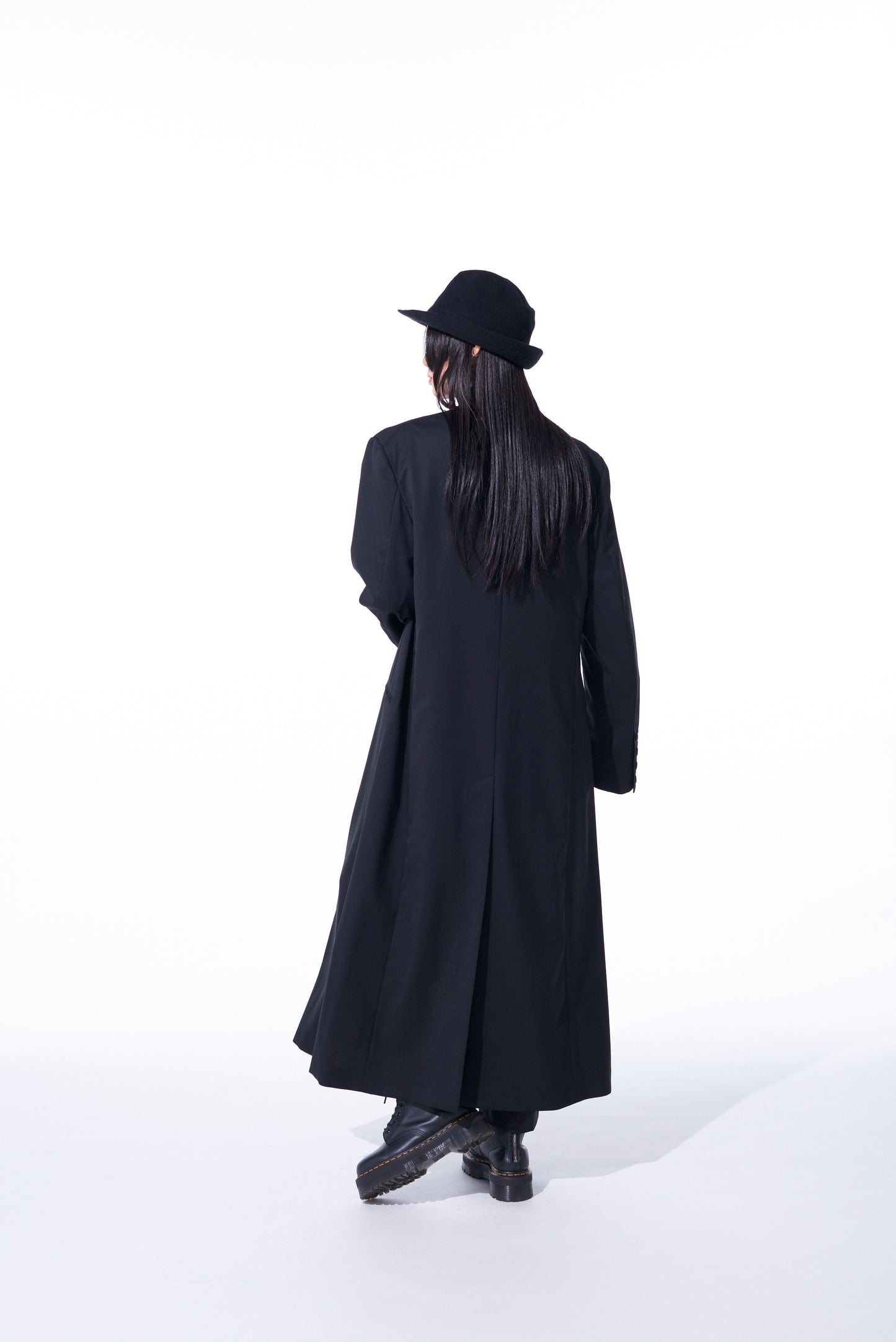 T/W GABARDINE COLLARLESS 5-BUTTON LONG JACKET