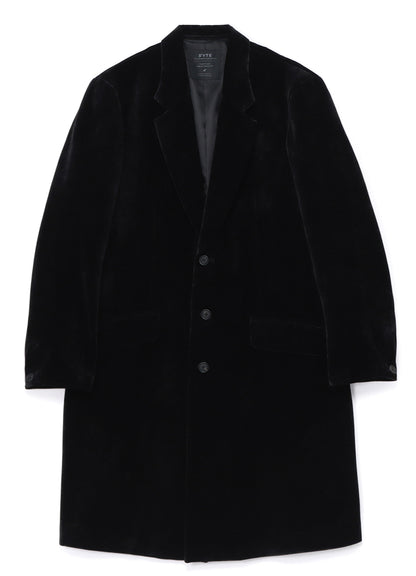 VELVETEEN NOTCHED LAPEL LONG JACKET