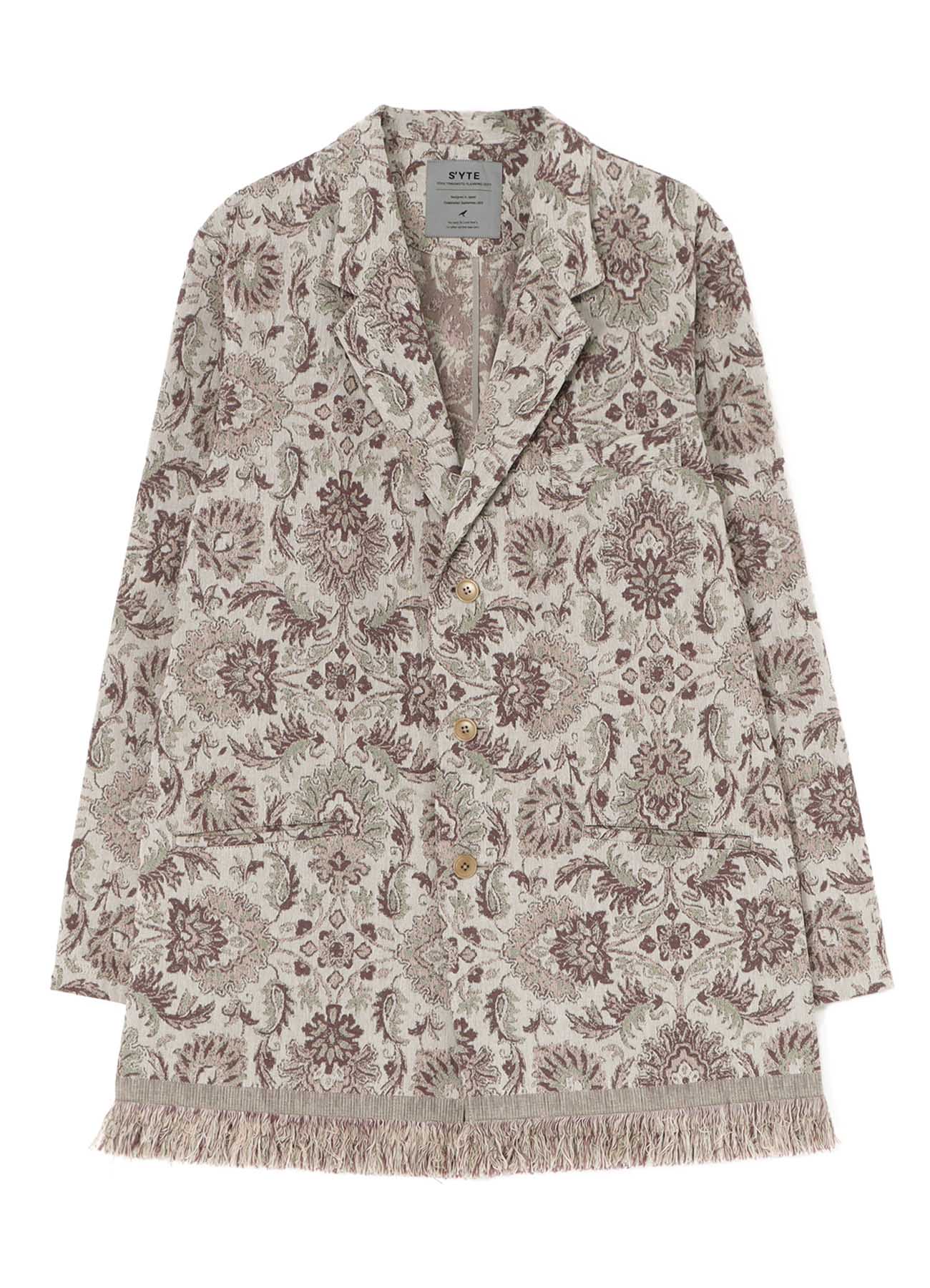 GOBELIN-STYLE JACQUARD SHIRT JACKET WITH FRINGE HEM DESIGN