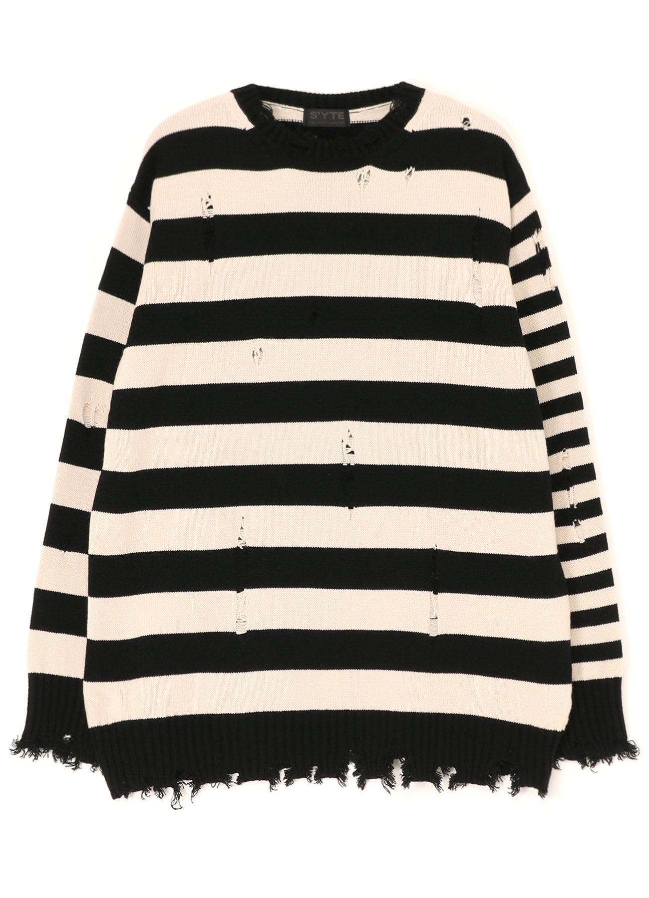 STRIPED PULLOVER KNIT WITH DAMAGED EDGES – THE SHOP YOHJI YAMAMOTO