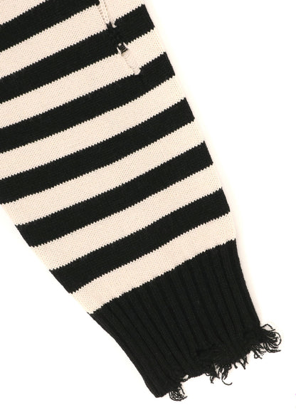 STRIPED PULLOVER KNIT WITH DAMAGED EDGES