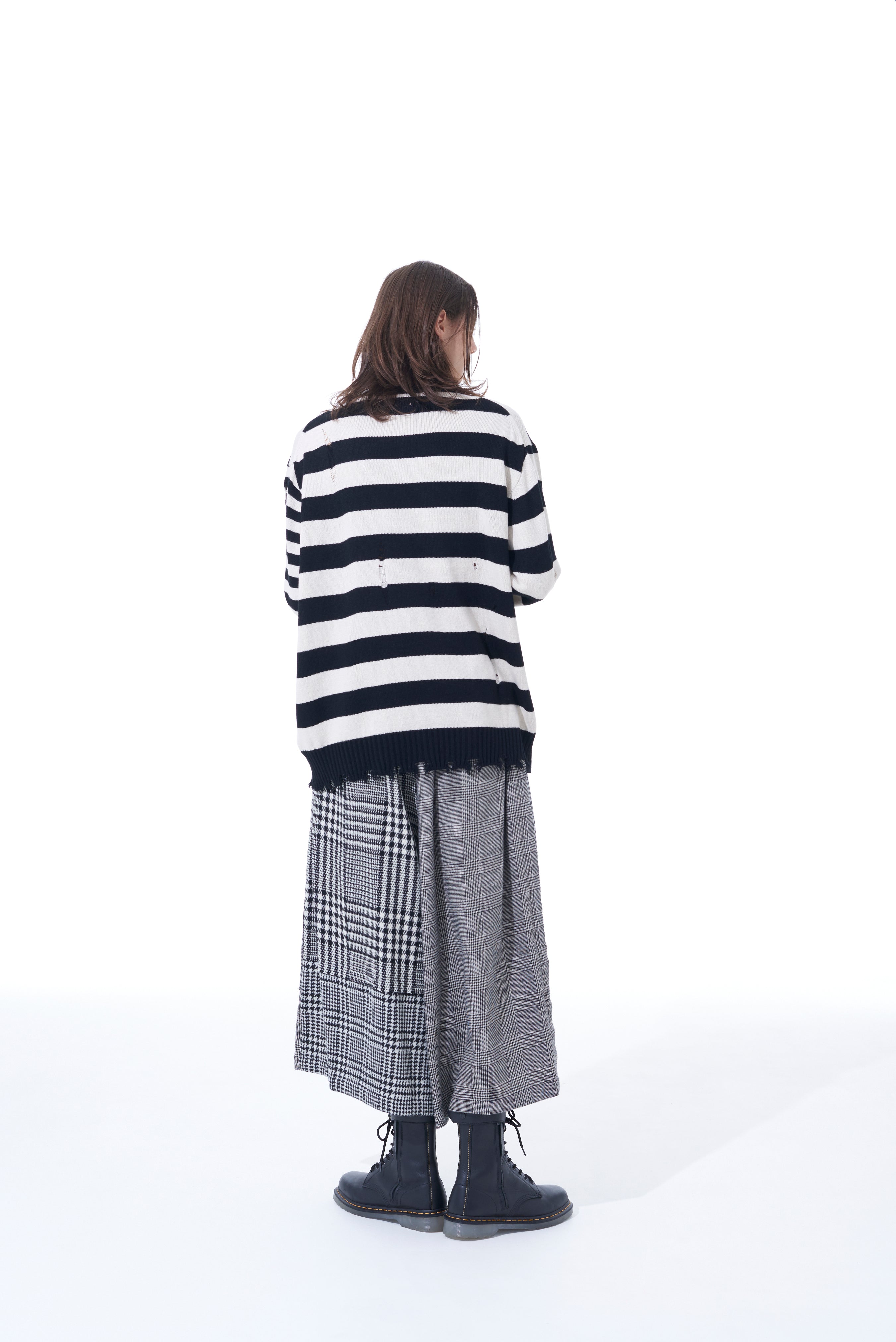 STRIPED PULLOVER KNIT WITH DAMAGED EDGES – THE SHOP YOHJI YAMAMOTO