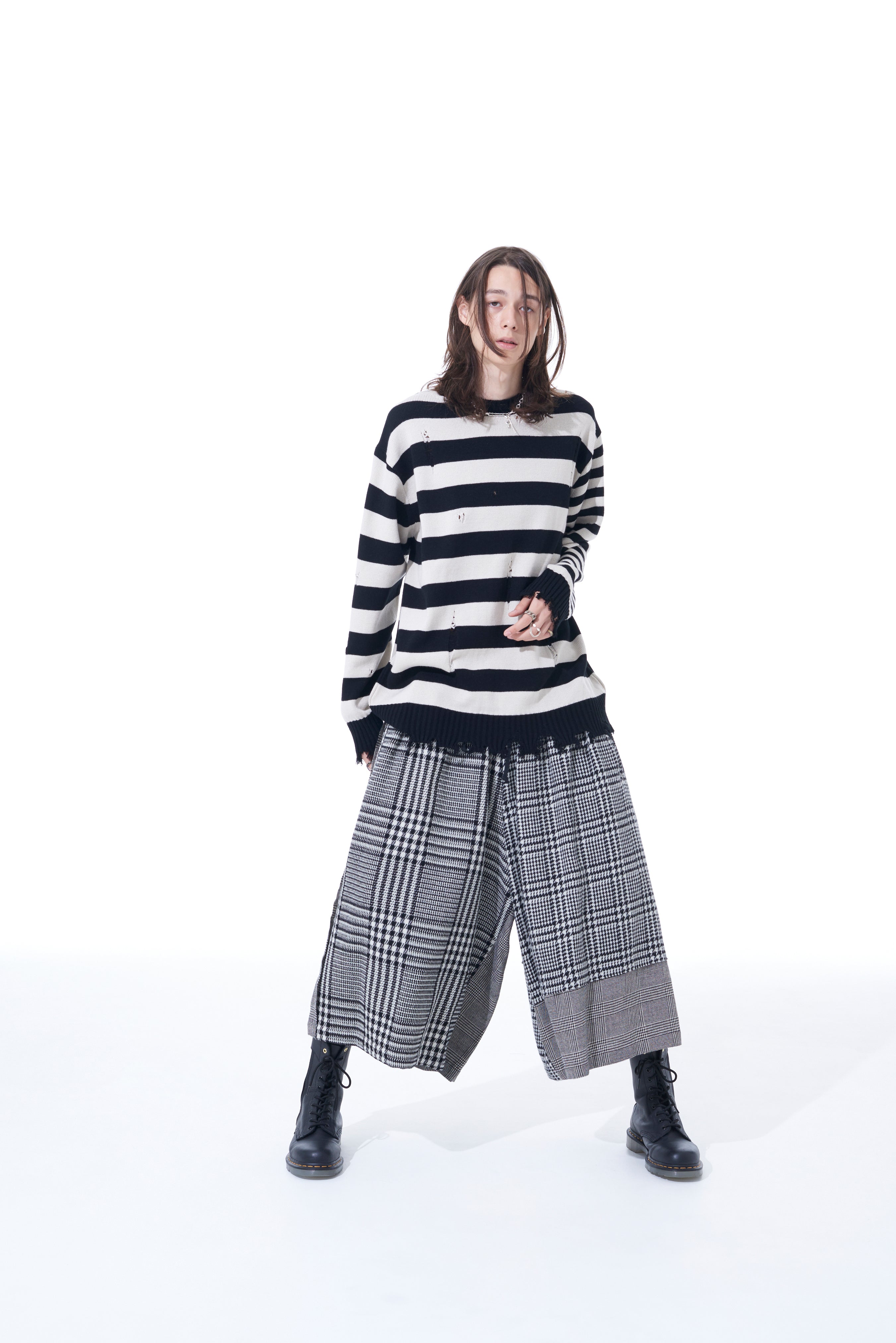 STRIPED PULLOVER KNIT WITH DAMAGED EDGES – THE SHOP YOHJI YAMAMOTO