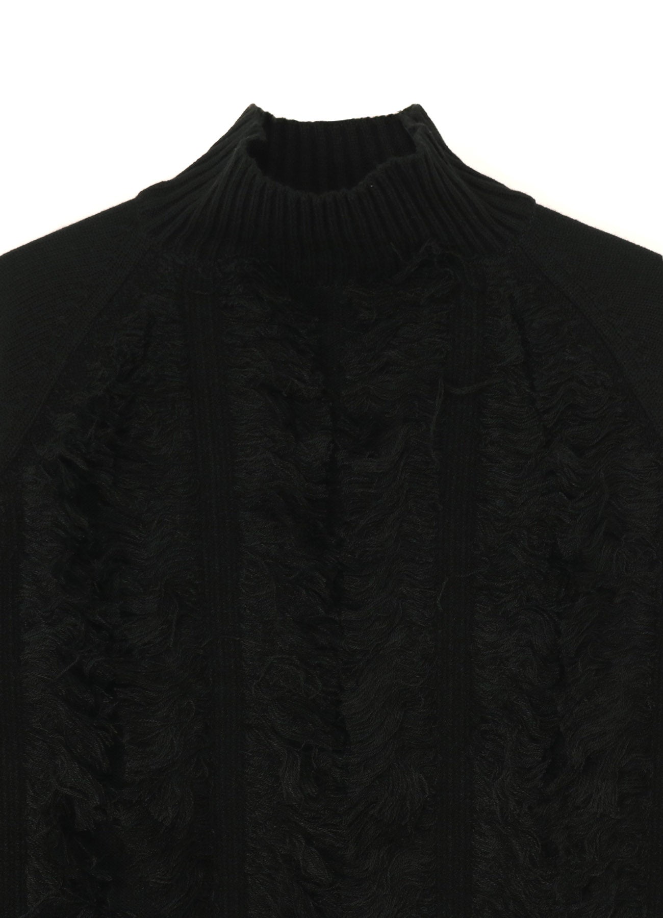 MOCK NECK JACQUARD KNIT WITH FRINGE