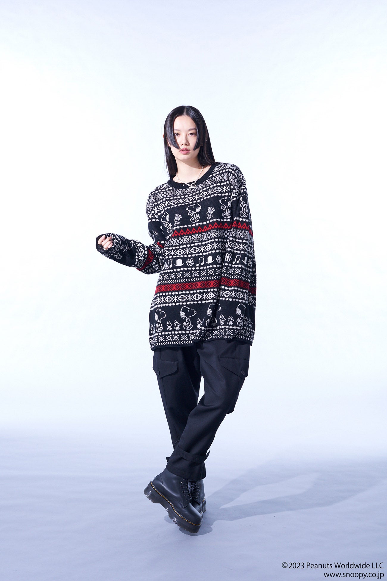 S'YTE x PEANUTS BULKY WOOL UNIQUE NORDIC PATTERN PULL OVER