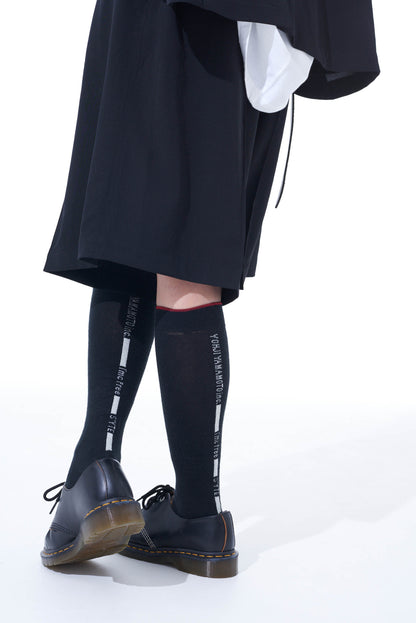 COTTON PLAIN STITCH「I'M FREE」LINE KNEE SOCKS