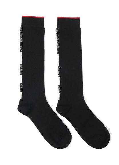 COTTON PLAIN STITCH「I'M FREE」LINE KNEE SOCKS