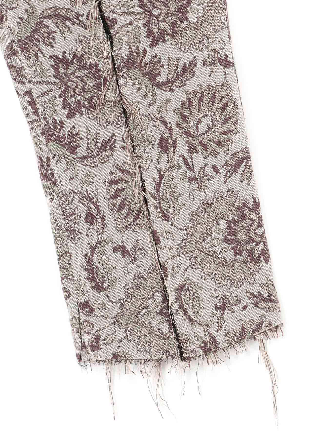 GOBELIN-STYLE JACQUARD GRAFTED SAROUEL PANTS WITH CUT-OFF HEM