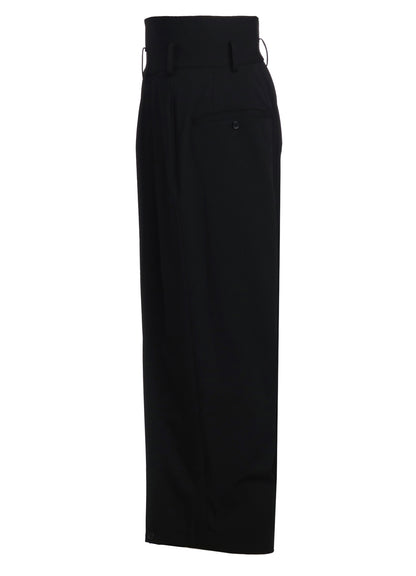 PE/RAYON GABARDINE STRETCH 2 TUCK TAPERED WIDE PANTS WITH A BUTTON SLIT AT THE HEM