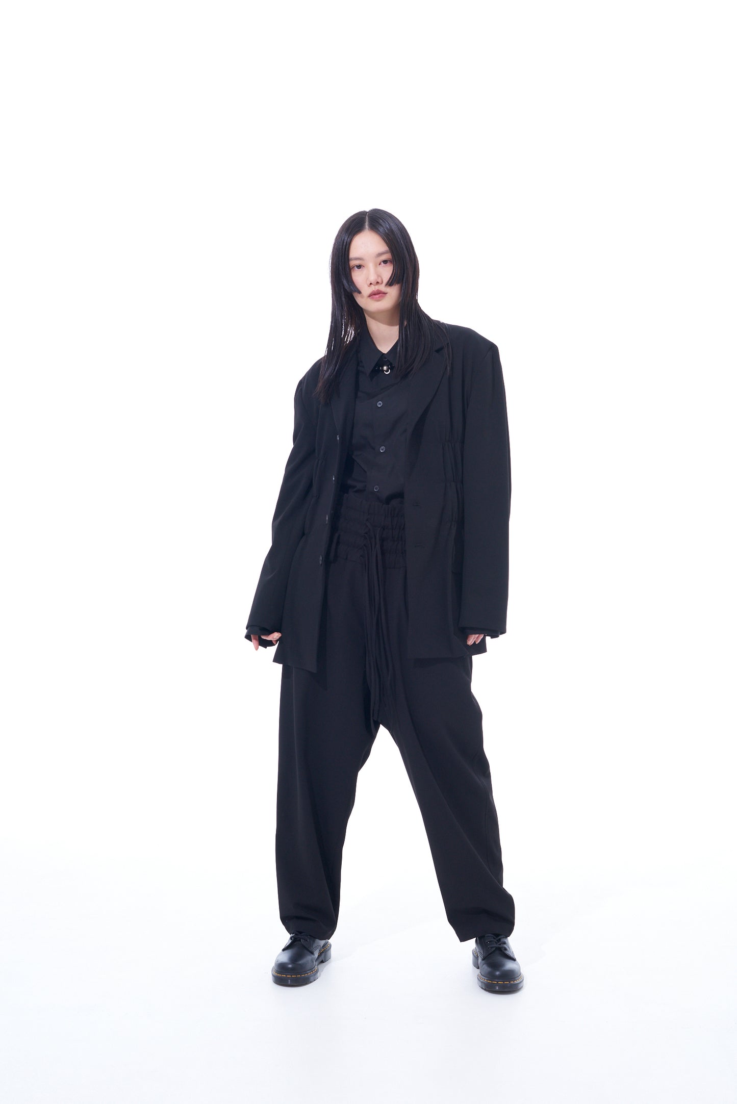 PE/RAYON GABARDINE STRETCH  SHIRRING AND LACES WAIST PANTS