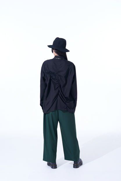 PE/RY CLEAR TWILL 2-TUCK WIDE STRAIGHT PANTS