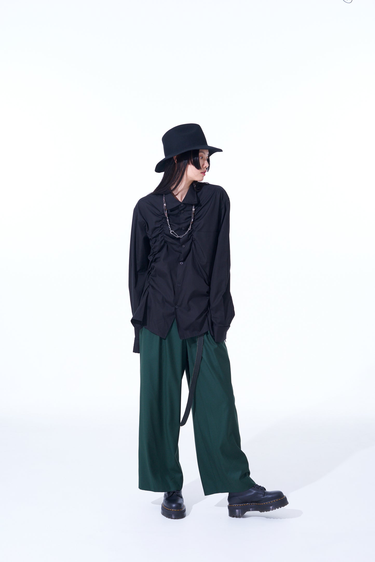 PE/RY CLEAR TWILL 2-TUCK WIDE STRAIGHT PANTS