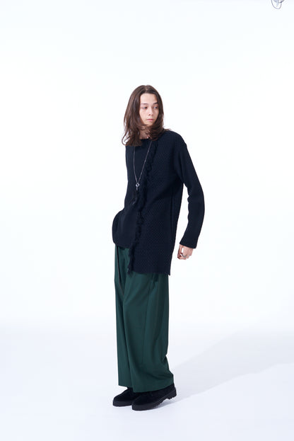 PE/RY CLEAR TWILL 2-TUCK WIDE STRAIGHT PANTS