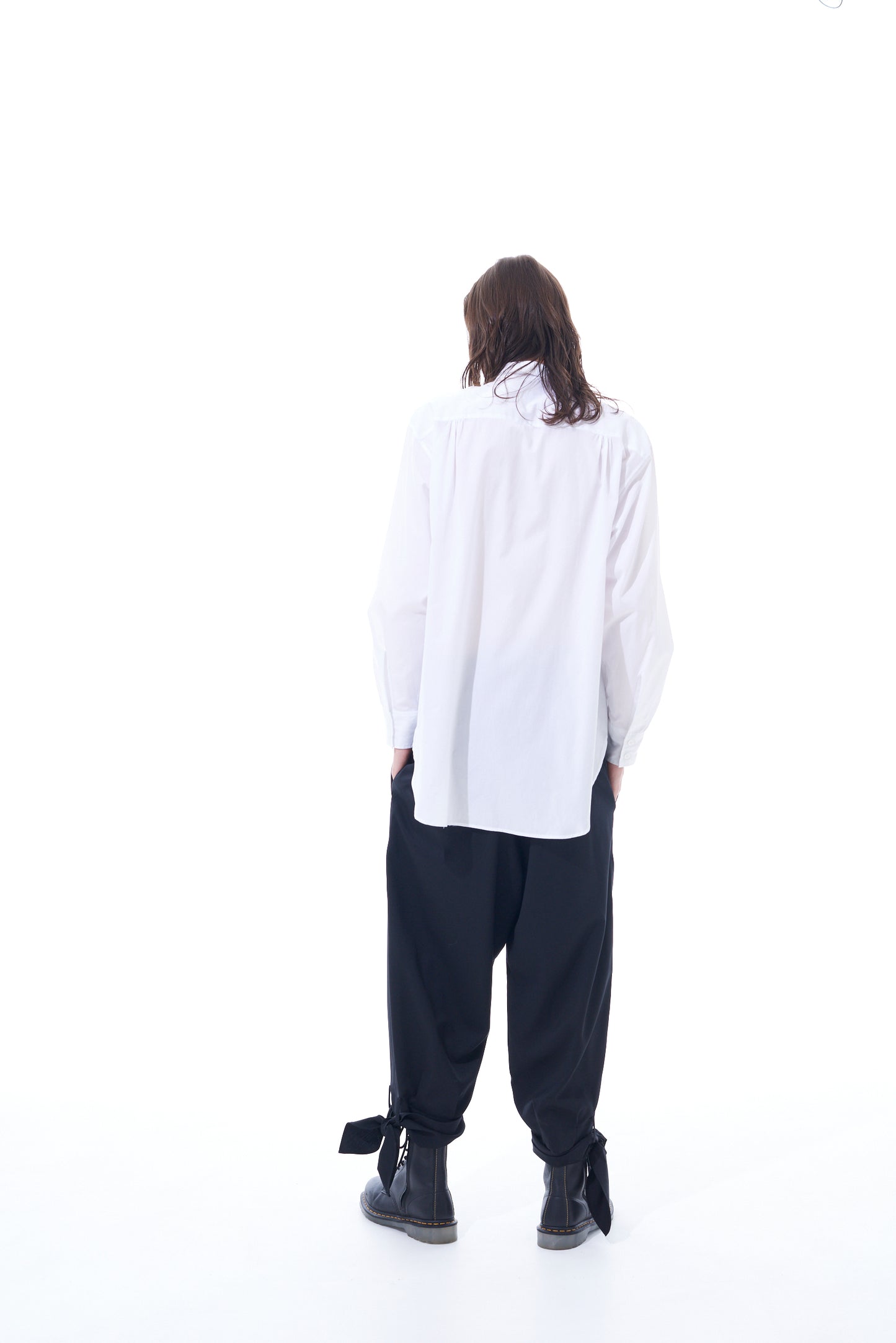 T/W GABARDINE 2-TUCK PANTS WITH HEM TIES