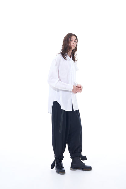 T/W GABARDINE 2-TUCK PANTS WITH HEM TIES