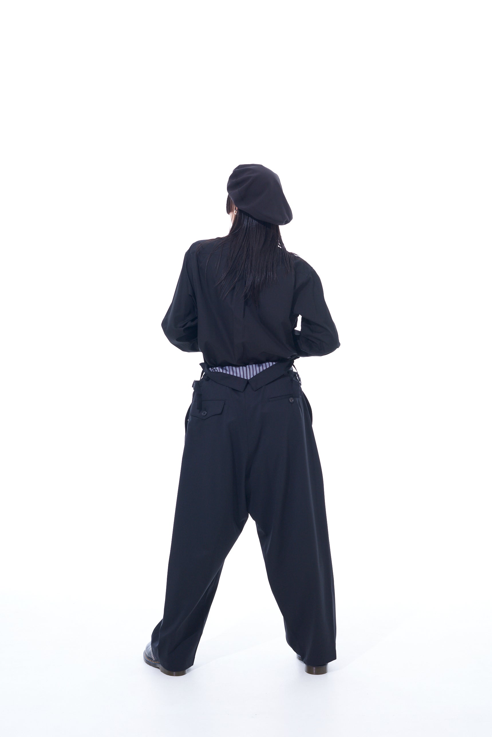 T/W GABARDINE SUSPENDER PANTS WITH TRIANGLE GUSSET – THE SHOP YOHJI YAMAMOTO