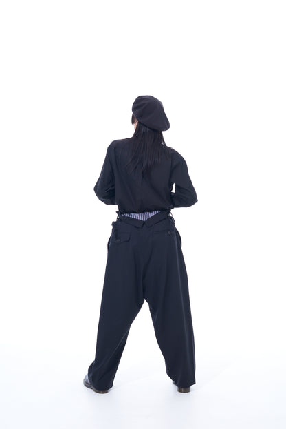 T/W GABARDINE SUSPENDER PANTS WITH TRIANGLE GUSSET