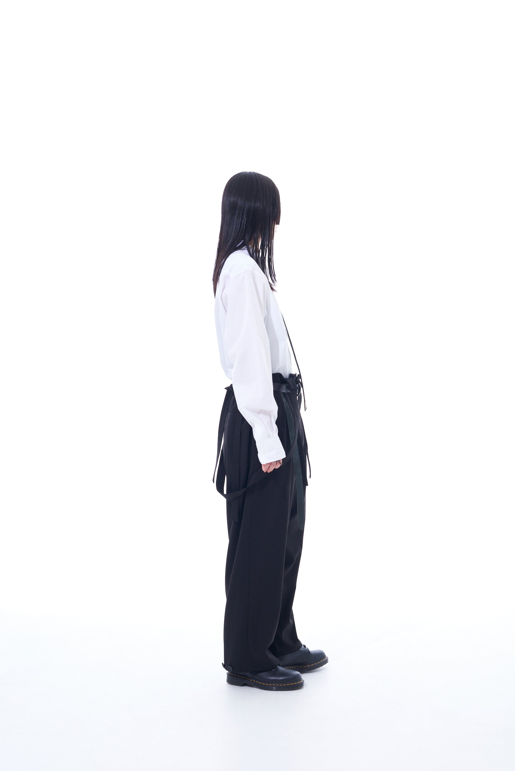 PE/RAYON GABARDINE STRETCH SUSPENDER PANTS WITH HEM BUTTON DETAIL – THE  SHOP YOHJI YAMAMOTO