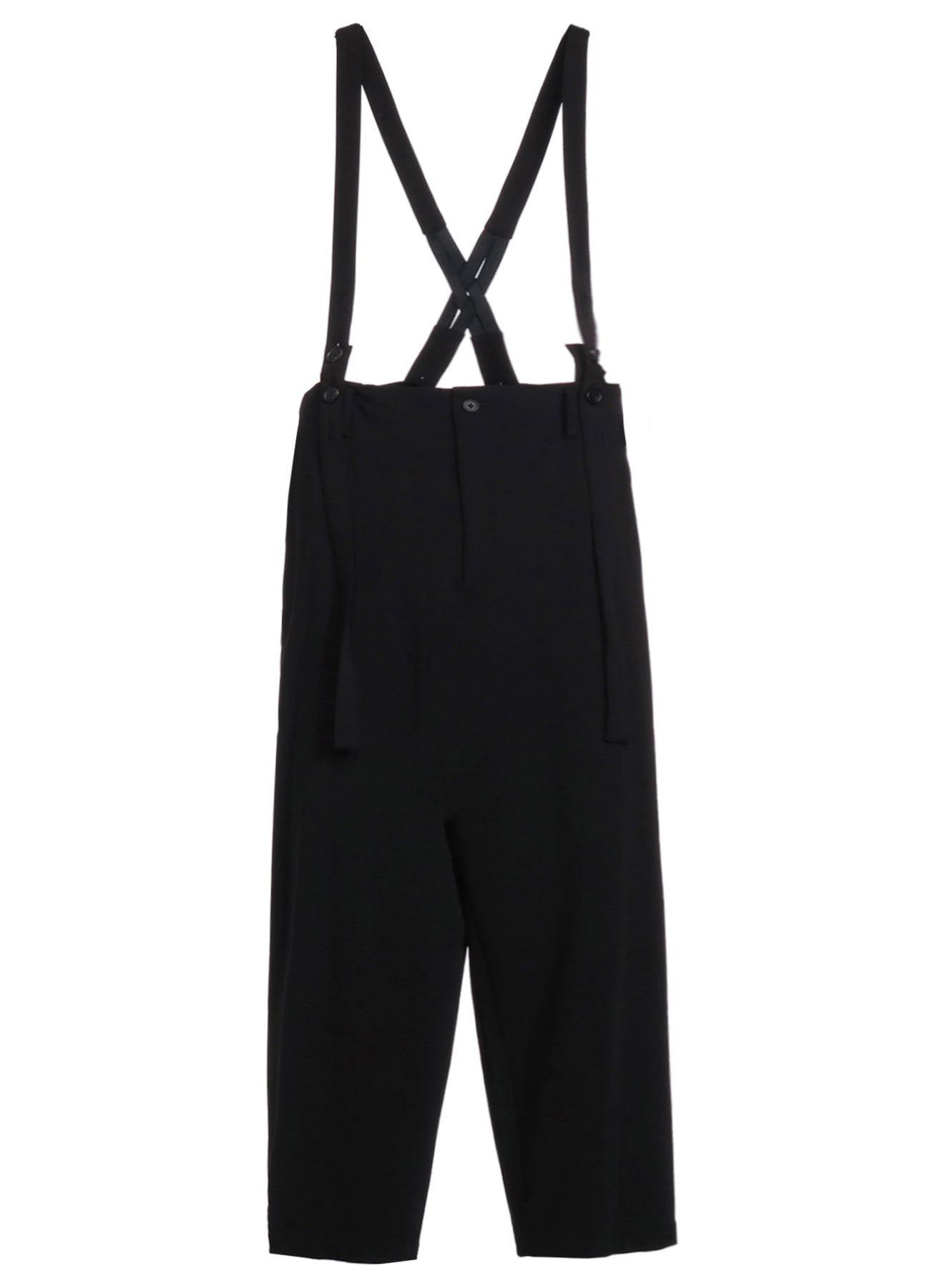 PE/RAYON GABARDINE STRETCH SUSPENDER PANTS WITH HEM BUTTON DETAIL