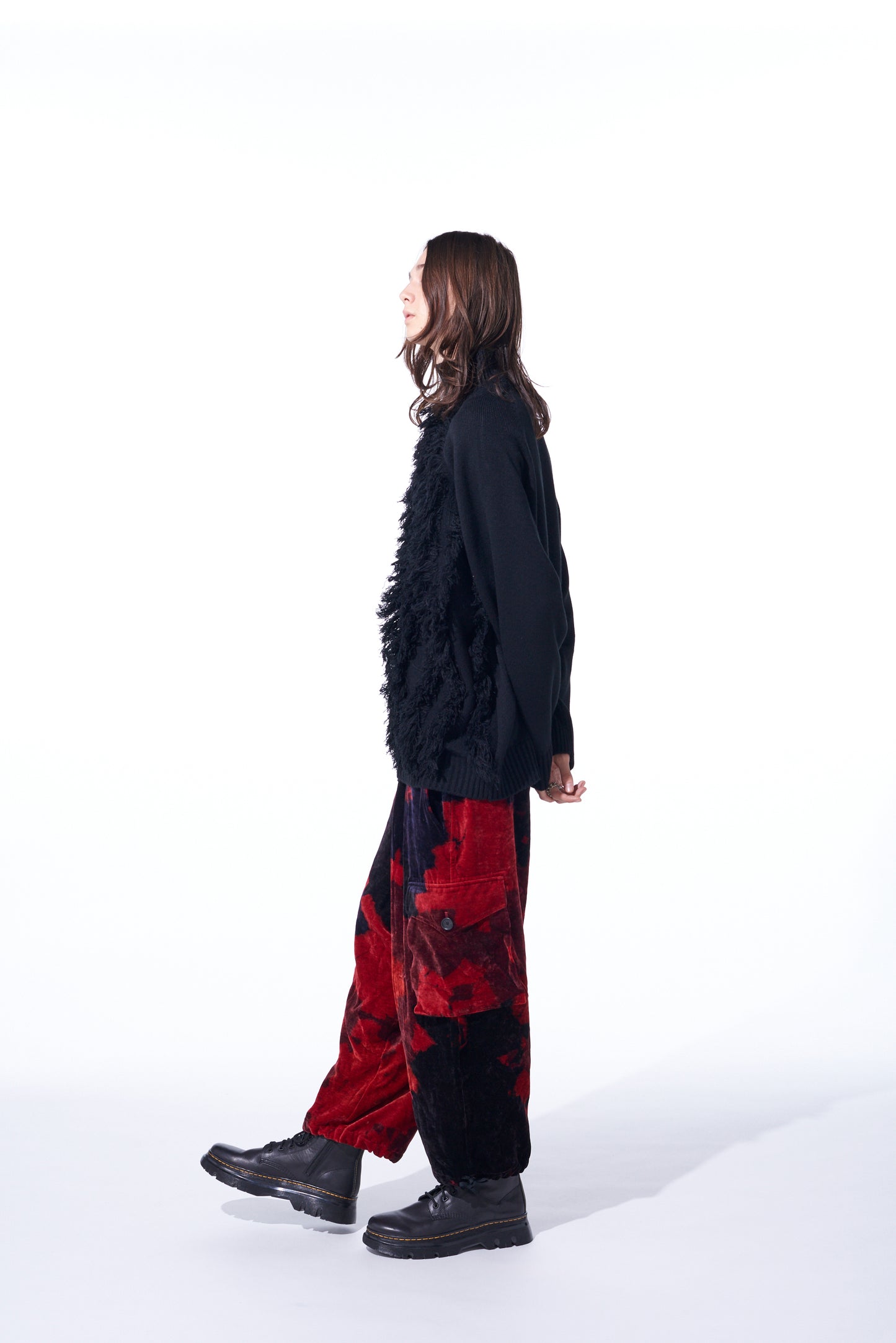 TIE-DYE VELVET BALLOON SILHOUETTE CARGO PANTS