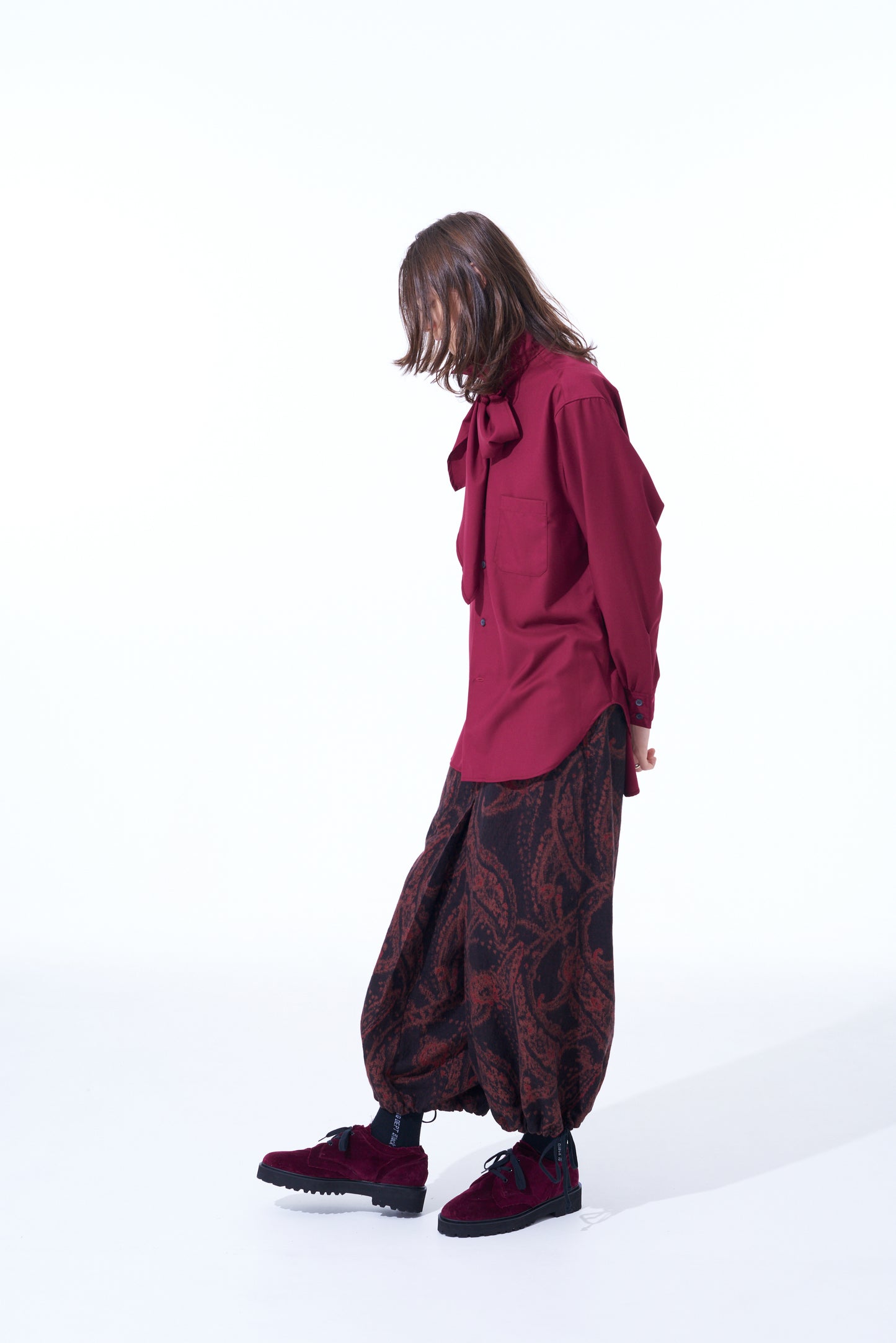 PAISLEY PATTERN JACQUARD HAKAMA BALLOON PANTS