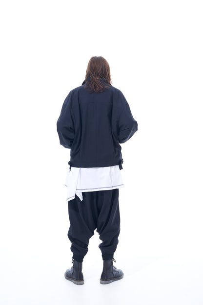 PE/STRETCH TWILL HEM RIB BALLOON SARUEL PANTS