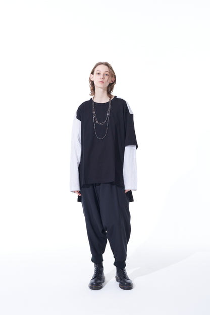 PE/STRETCH TWILL HEM RIB BALLOON SARUEL PANTS