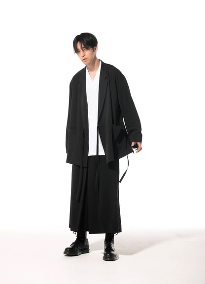 PE/RAYON GABARDINE STRETCH HAKAMA TUCK PANTS