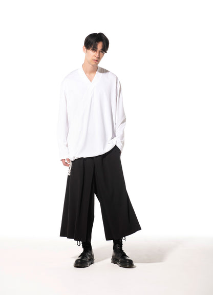 PE/RAYON GABARDINE STRETCH HAKAMA TUCK PANTS