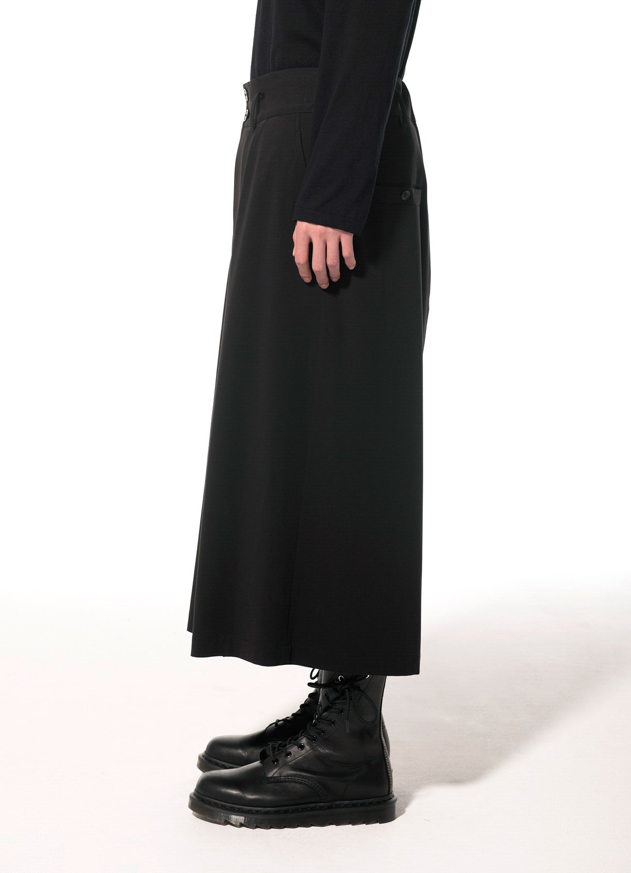 PE/RAYON GABARDINE STRETCH HAKAMA TUCK PANTS