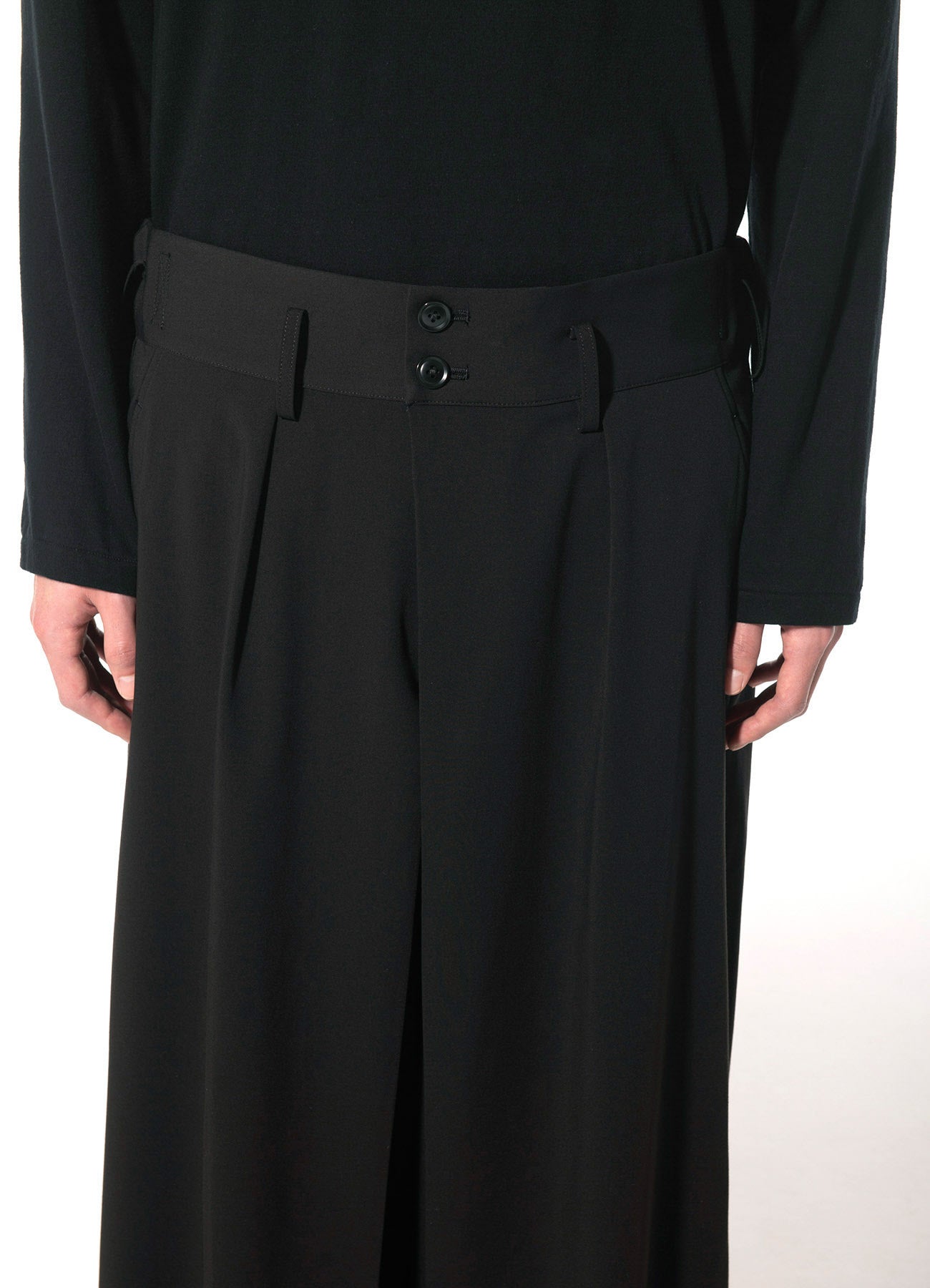 PE/RAYON GABARDINE STRETCH HAKAMA TUCK PANTS