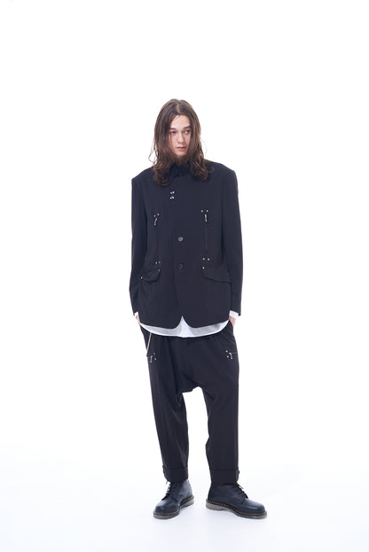 PE/RAYON GABARDINE STRETCH STUDS SLIM MACKIN SAROUEL PANTS