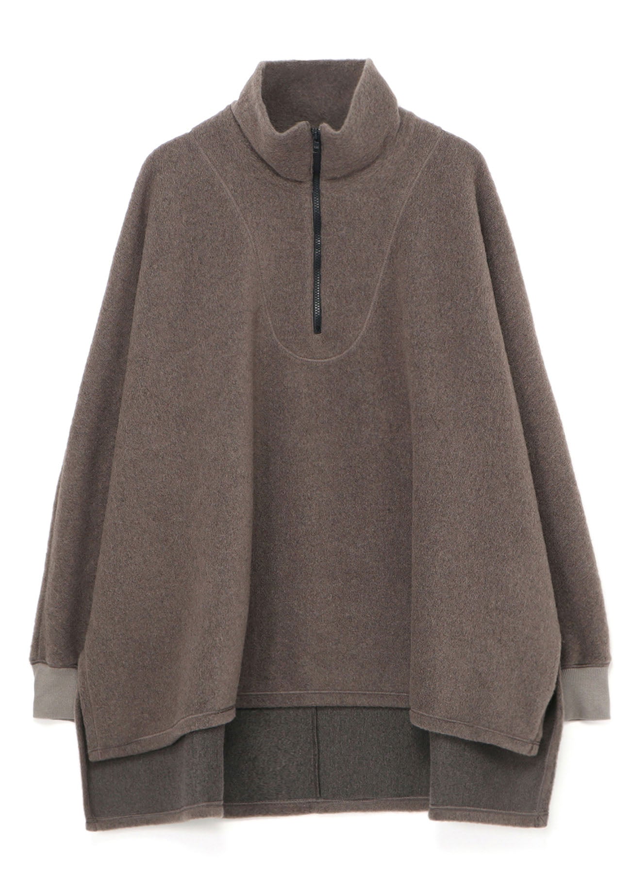 PE/W SLIVER JERSEY DOLMAN-SLEEVE HALF-ZIP PULLOVER