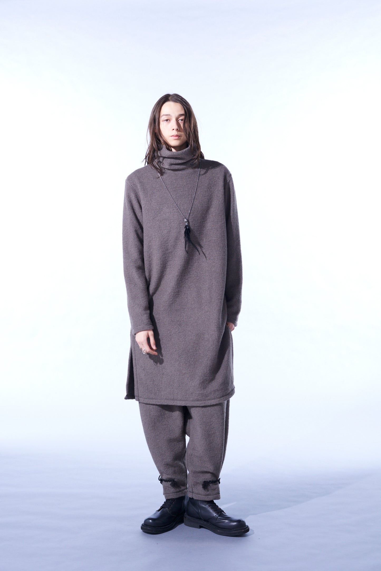 PE/W SLIVER JERSEY TURTLENECK LONG PULLOVER