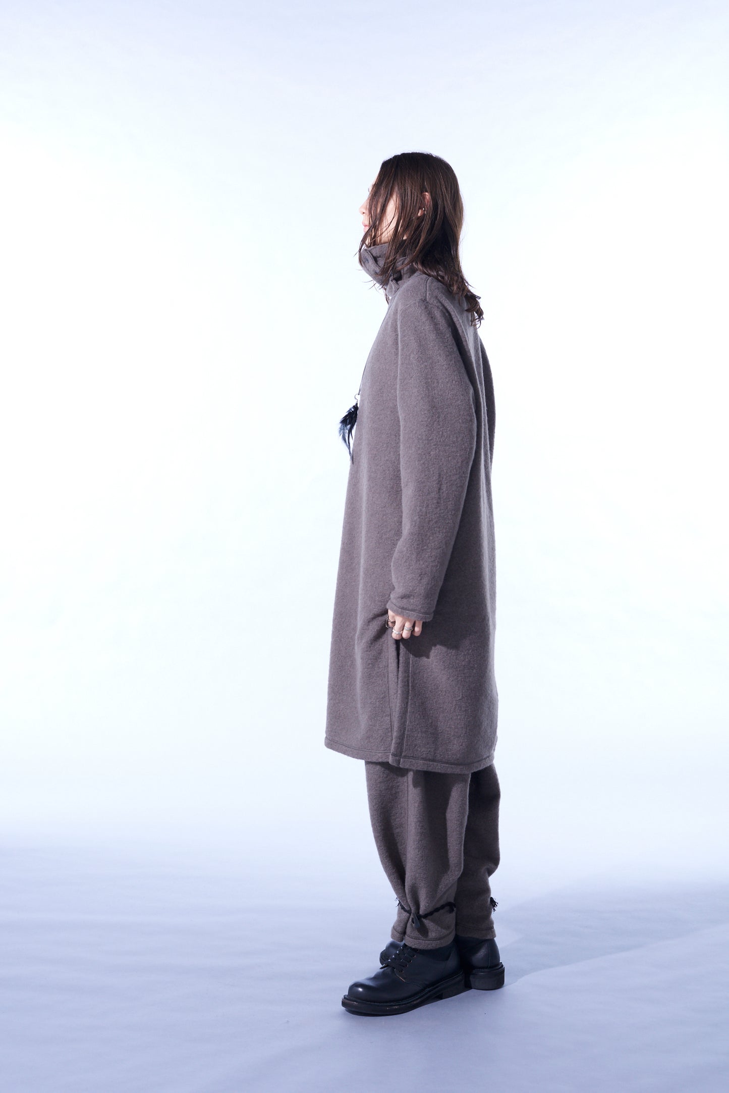 PE/W SLIVER JERSEY TURTLENECK LONG PULLOVER