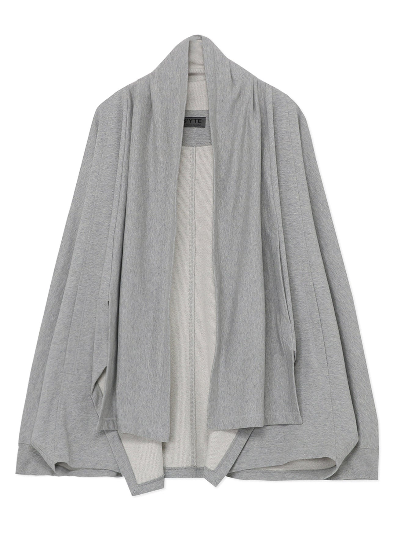 COTTON FLEECE DOLMAN SLEEVE CARDIGAN WITH STOLE COLLAR