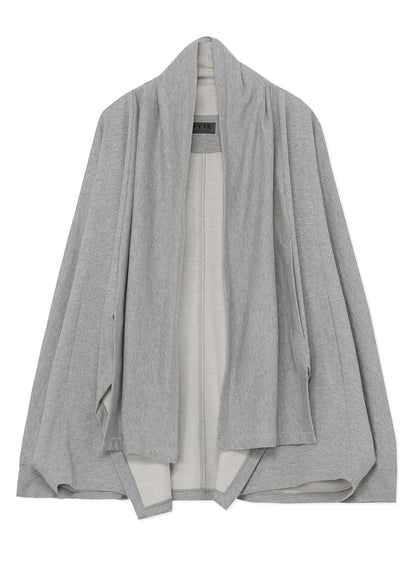 COTTON FLEECE DOLMAN SLEEVE CARDIGAN WITH STOLE COLLAR