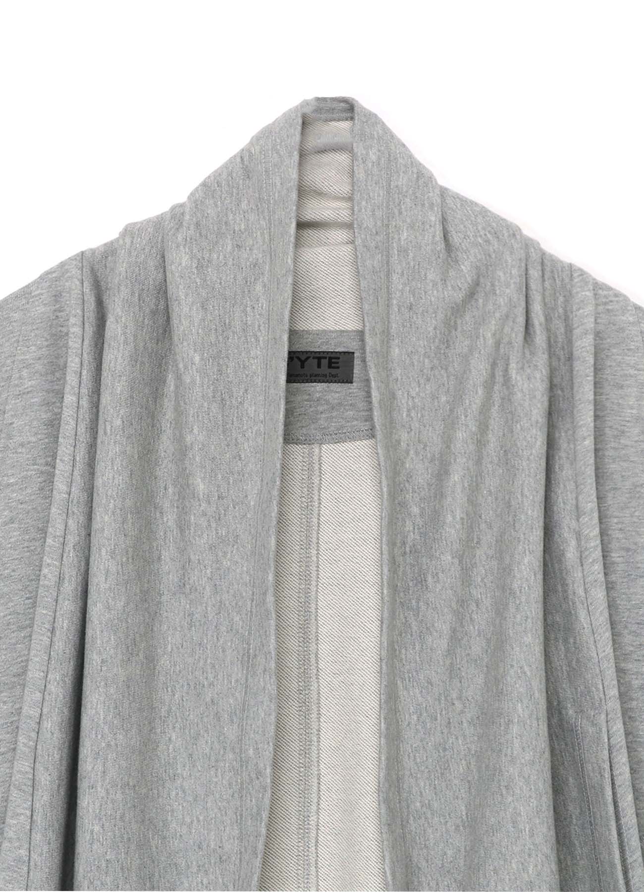 COTTON FLEECE DOLMAN SLEEVE CARDIGAN WITH STOLE COLLAR