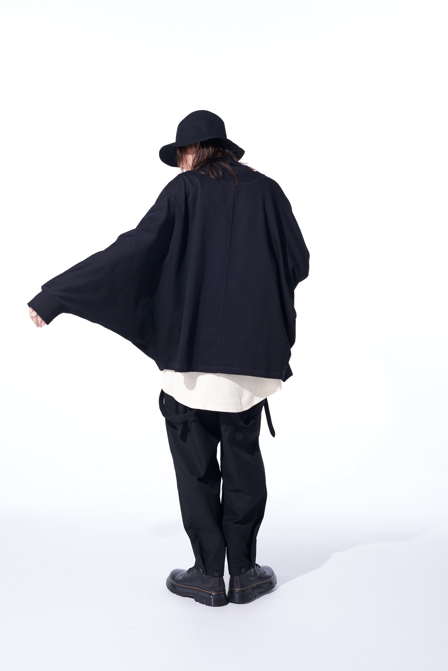 COTTON FLEECE DOLMAN SLEEVE CARDIGAN WITH STOLE COLLAR