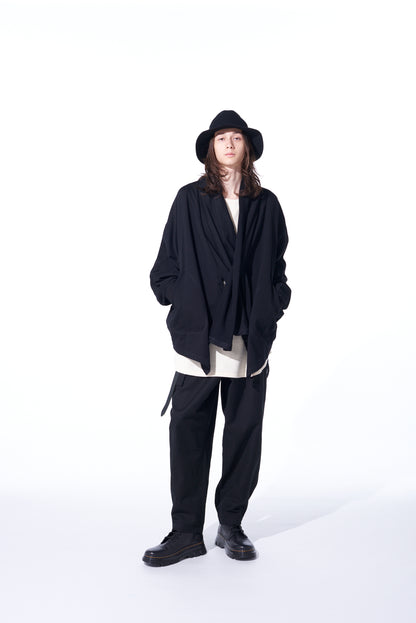 COTTON FLEECE DOLMAN SLEEVE CARDIGAN WITH STOLE COLLAR