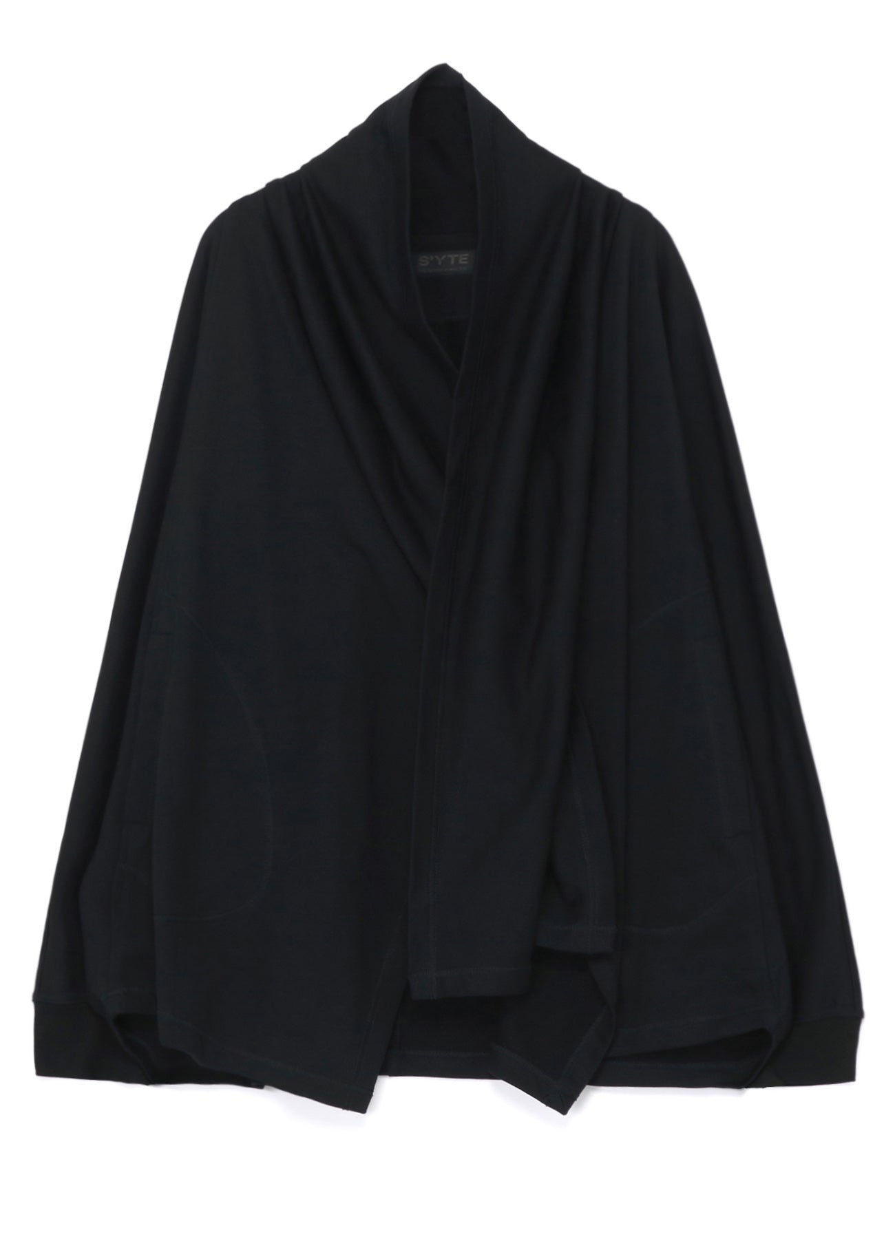 COTTON FLEECE DOLMAN SLEEVE CARDIGAN WITH STOLE COLLAR