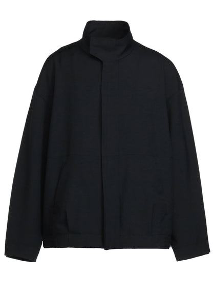 PE/STRETCH TWILL OVERSIZED STAND COLLAR BLOUSON WITH FUNCTIONAL LINING