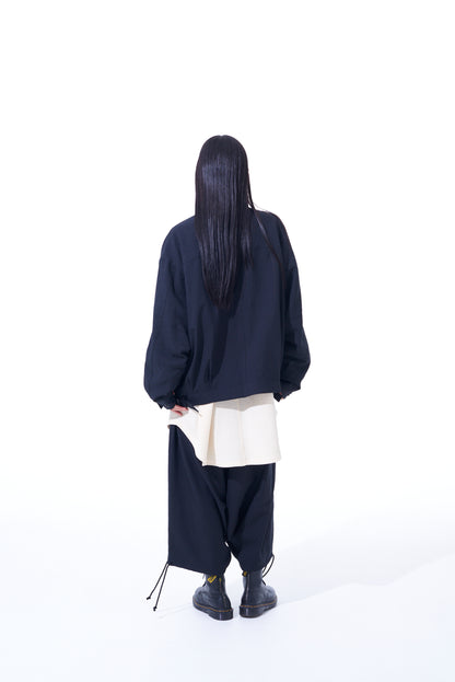 PE/STRETCH TWILL OVERSIZED STAND COLLAR BLOUSON WITH FUNCTIONAL LINING