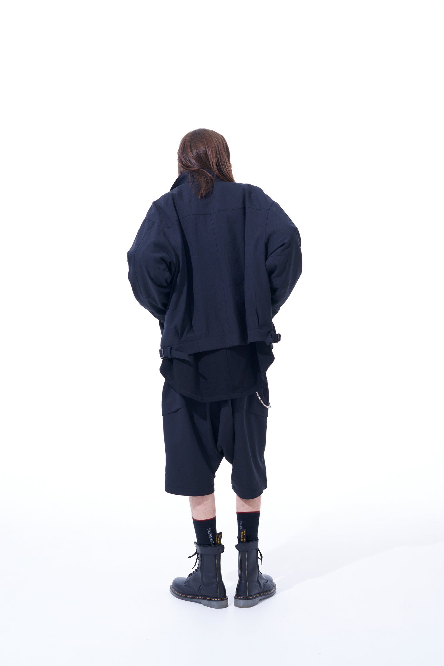 PE/STRETCH TWILL OVERSIZED STAND COLLAR BLOUSON WITH FUNCTIONAL LINING