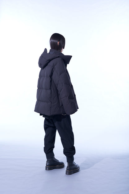 SOLOTEX HOODED DOWN BLOUSON WITH STITCHED DESIGN