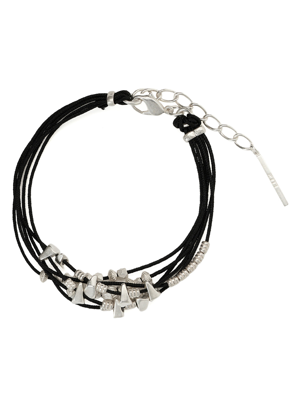 BRAIDED LEATHER BRACELET WITH BRASS CONES