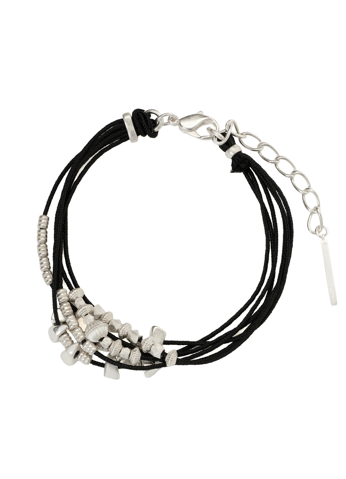 BRAIDED LEATHER BRACELET WITH BRASS CONES